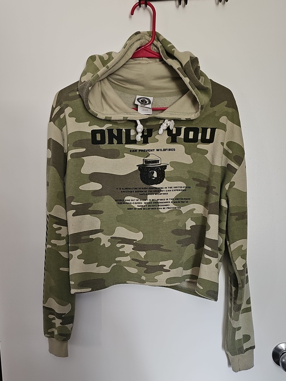 Camo 'Only You' Hooded Crop Sweater - Olive Green